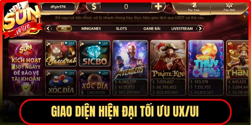 Giao diện hiện đại tối ưu UX/UI đồ họa đỉnh cao