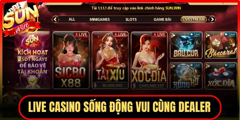 Live casino sống động cược vui cùng dealer